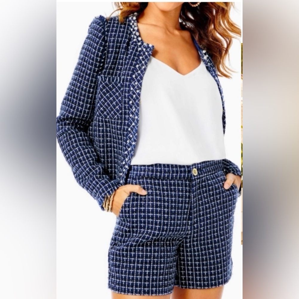 Lilly Pulitzer NWT Navy and White Vianne Jacket size 2 & Gretchen Shorts size 4